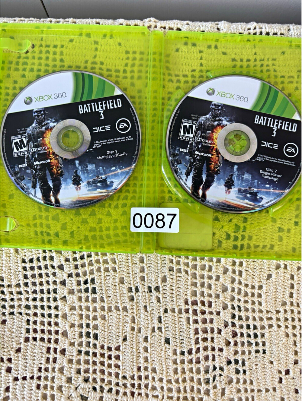 EA Battlefield 3 Xbox 360 (2011) M NTSC-U/C Shooter War Game, Disc 1 & 2